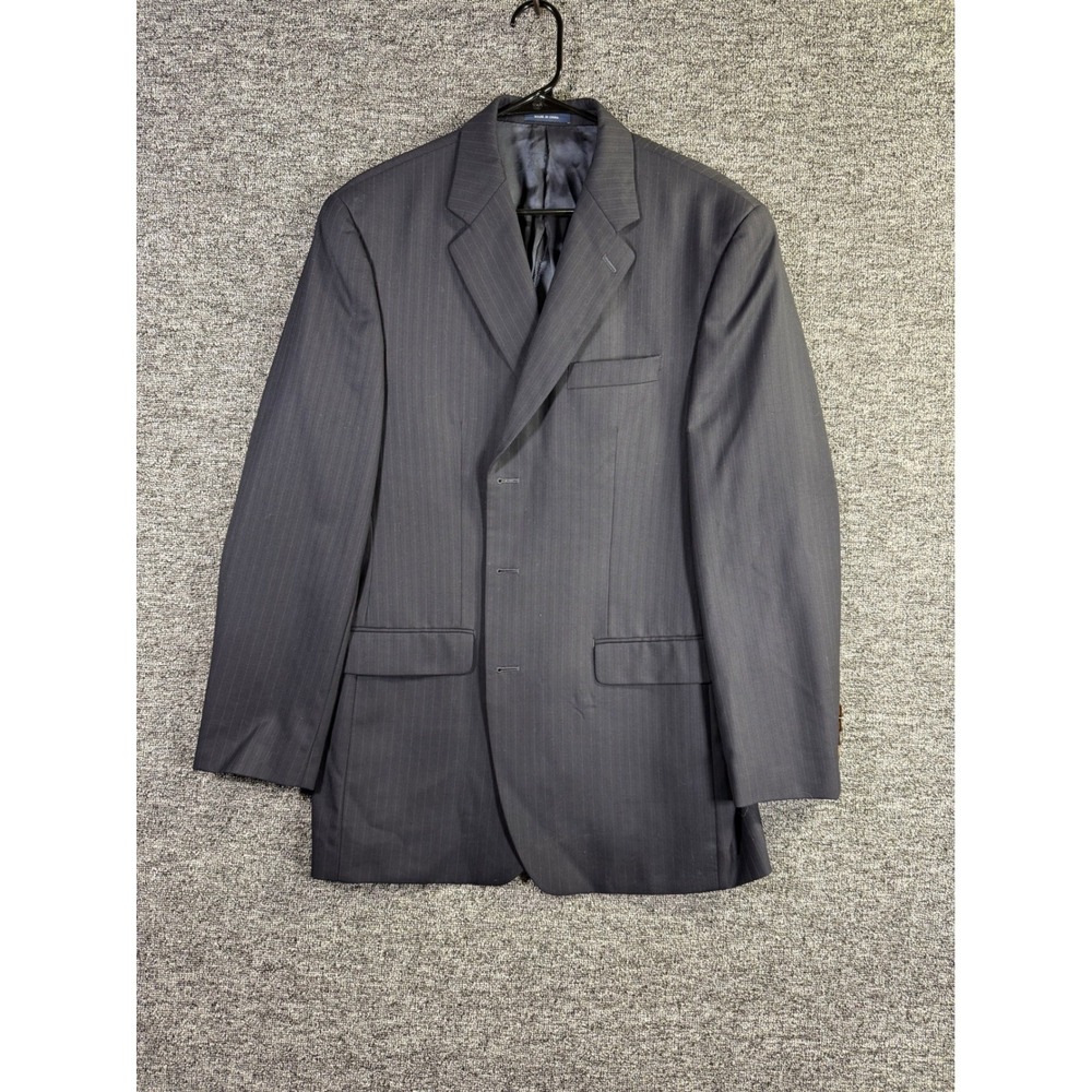 Ralph Lauren Mens Navy Blue Pinstripe 100% Wool 3-Button Blazer Sport Coat 42L